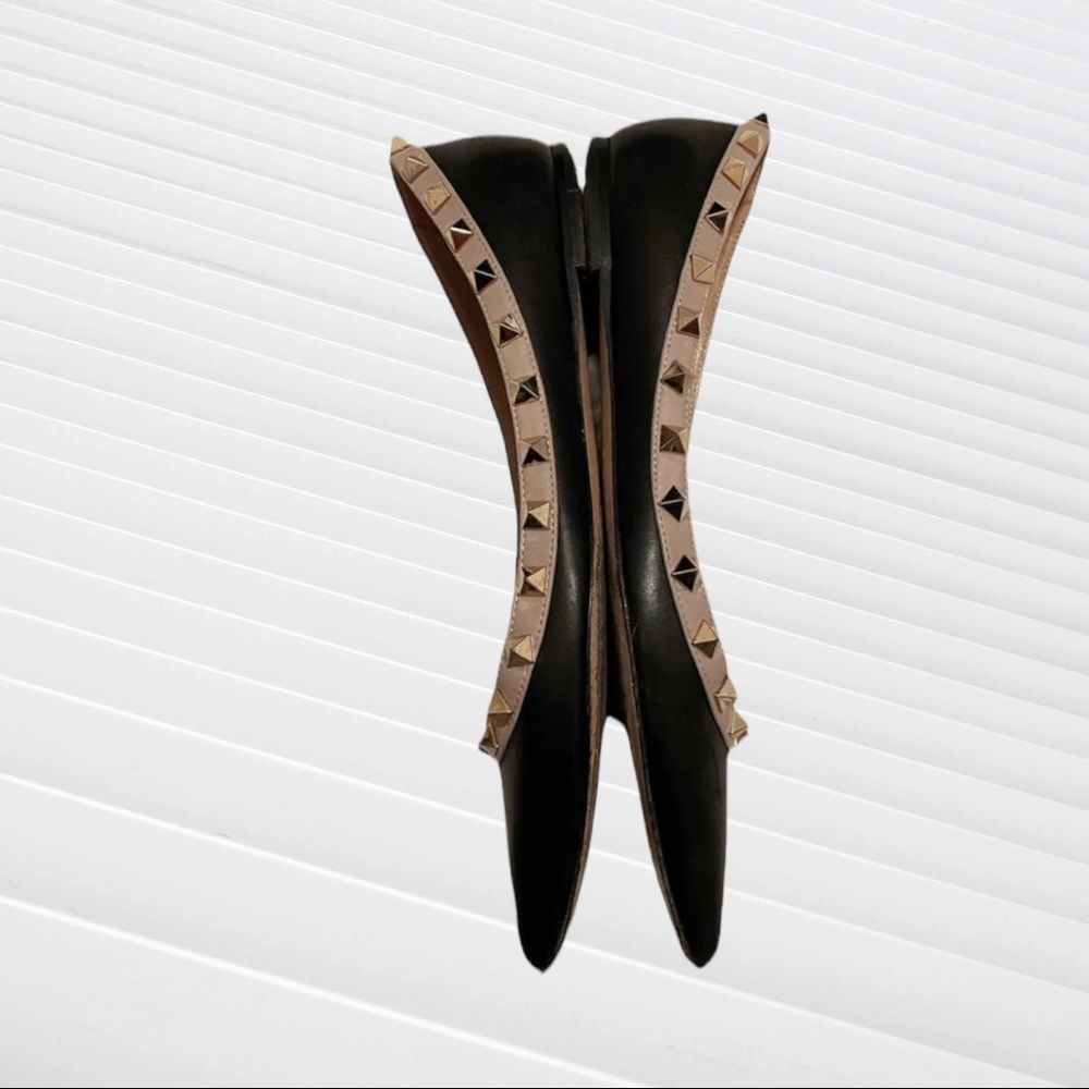 Valentino Garavani's ballerina Rockstud black ballet flats 37 - Picture 7 of 12